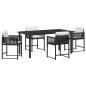 Preview: 5-teiliges Garten-Dining-Set mit Kissen Schwarz Poly Rattan