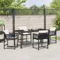 Preview: 5-teiliges Garten-Dining-Set mit Kissen Schwarz Poly Rattan