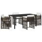 Preview: 5-teiliges Garten-Dining-Set mit Kissen Braun Poly-Rattan