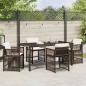 Preview: 5-teiliges Garten-Dining-Set mit Kissen Braun Poly-Rattan