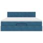Preview: Ottoman-Bett mit Matratze & LEDs Dunkelblau 180x200 cm Samt
