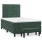 Preview: ARDEBO.de - Boxspringbett mit Matratze Dunkelgrün 120x190 cm Samt