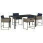 Preview: 5-teiliges Garten-Esstisch-Set mit Kissen Grau Poly-Rattan