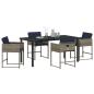 Preview: 5-teiliges Garten-Esstisch-Set mit Kissen Grau Poly-Rattan