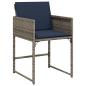 Preview: 5-teiliges Garten-Esstisch-Set mit Kissen Grau Poly-Rattan
