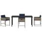 Preview: 5-teiliges Garten-Esstisch-Set mit Kissen Grau Poly-Rattan