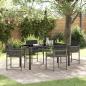 Preview: ARDEBO.de - 5-teiliges Garten-Ess-Set mit Kissen Grau Poly-Rattan