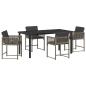 Preview: 5-teiliges Garten-Ess-Set mit Kissen Grau Poly-Rattan