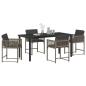 Preview: 5-teiliges Garten-Ess-Set mit Kissen Grau Poly-Rattan