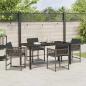 Preview: 5-teiliges Garten-Ess-Set mit Kissen Grau Poly-Rattan