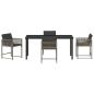 Preview: 5-teiliges Garten-Ess-Set mit Kissen Grau Poly-Rattan