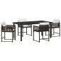 Preview: 5-teilige Garten-Essgruppe mit Kissen Braun Poly-Rattan