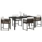 Preview: 5-teilige Garten-Essgruppe mit Kissen Braun Poly-Rattan