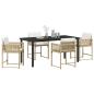 Preview: 5-teiliges Garten-Dining-Set mit Kissen Beige Poly-Rattan