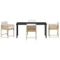 Preview: 5-teiliges Garten-Dining-Set mit Kissen Beige Poly-Rattan