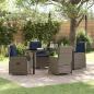 Preview: ARDEBO.de - 5-teiliges Garten-Esstisch-Set Graues Poly-Rattan