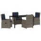 Preview: 5-teiliges Garten-Esstisch-Set Graues Poly-Rattan