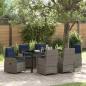 Preview: ARDEBO.de - 7-teiliges Garten-Ess-Set Grau Poly-Rattan