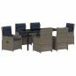 Preview: 7-teiliges Garten-Ess-Set Grau Poly-Rattan