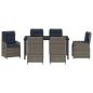 Preview: 7-teiliges Garten-Ess-Set Grau Poly-Rattan