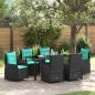 Preview: ARDEBO.de - 7-teiliges Garten-Dining-Set Schwarz Poly-Rattan