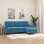 Preview: ARDEBO.de - 3-Sitzer-Sofa mit Hocker Blau 180 cm Samt