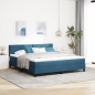 Preview: Boxspringbett mit Matratze Dunkelblau Samt