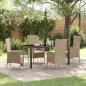 Preview: ARDEBO.de - 5-teiliges Garten-Essbereich-Set mit Kissen Beige Poly-Rattan