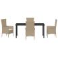 Preview: 5-teiliges Garten-Essbereich-Set mit Kissen Beige Poly-Rattan