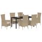 Preview: 7-teiliges Garten Essset mit Kissen Beige Poly Rattan