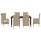 Preview: 7-teiliges Garten Essset mit Kissen Beige Poly Rattan