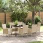 Preview: ARDEBO.de - 7-teilige Garten-Essgruppe mit Kissen Beiger Poly Rattan