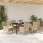Preview: 7-teilige Garten-Essgruppe mit Kissen Beiger Poly Rattan