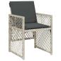 Preview: 5-teiliges Garten Esszimmer Set mit Kissen Hellgrau Poly Rattan