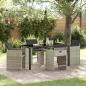 Preview: ARDEBO.de - 5-teiliges Garten Esstisch Set mit Polstern Hellgrau Poly-Rattan
