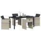 Preview: 5-teiliges Garten Esstisch Set mit Polstern Hellgrau Poly-Rattan