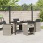 Preview: 5-teiliges Garten Esstisch Set mit Polstern Hellgrau Poly-Rattan