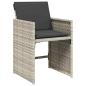 Preview: 5-teiliges Garten Esstisch Set mit Polstern Hellgrau Poly-Rattan