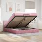 Preview: ARDEBO.de - Ottomane Bett mit Matratze & LEDs Rosa 180x200 cm Samt