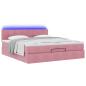 Preview: Ottomane Bett mit Matratze & LEDs Rosa 180x200 cm Samt