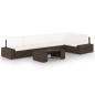 Preview: ARDEBO.de - 6-tlg. Garten-Lounge-Set mit Kissen Braun Poly Rattan