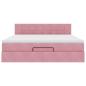 Preview: Ottoman-Bett mit Matratze Rosa 180x200 cm Samt