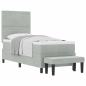 Preview: Boxspringbett mit Matratze & Bank Hellgrau 80x200 cm Velours