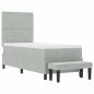 Preview: Boxspringbett mit Matratze & Bank Hellgrau 80x200 cm Velours