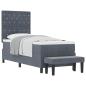 Preview: Boxspringbett mit Matratze & Bank Dunkelgrau 80x200 cm Samt