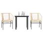 Preview: ARDEBO.de - 3-teiliges Garten-Esszimmer-Set Braunes Polyrattanglas