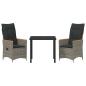 Preview: 3-teiliges Garten-Ess-Set mit Kissen in Grau und Poly-Rattan