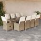 Preview: ARDEBO.de - 11-tlg. Garten-Bistro-Set mit Kissen Beige Poly Rattan