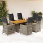 Preview: ARDEBO.de - 7-tlg. Garten-Essgruppe mit Kissen Grau Poly Rattan