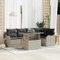 Preview: ARDEBO.de - 6-teiliges Garten Sofa Set mit Kissen Hellgraues Poly Rattan